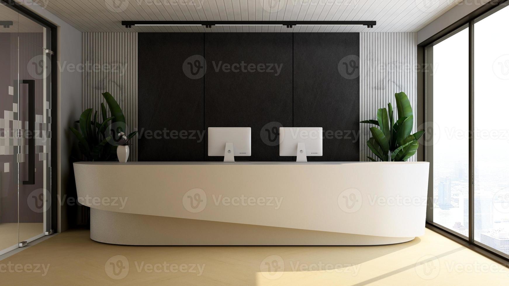 3D Render Reception Room - modern minimalist interior design concept photo