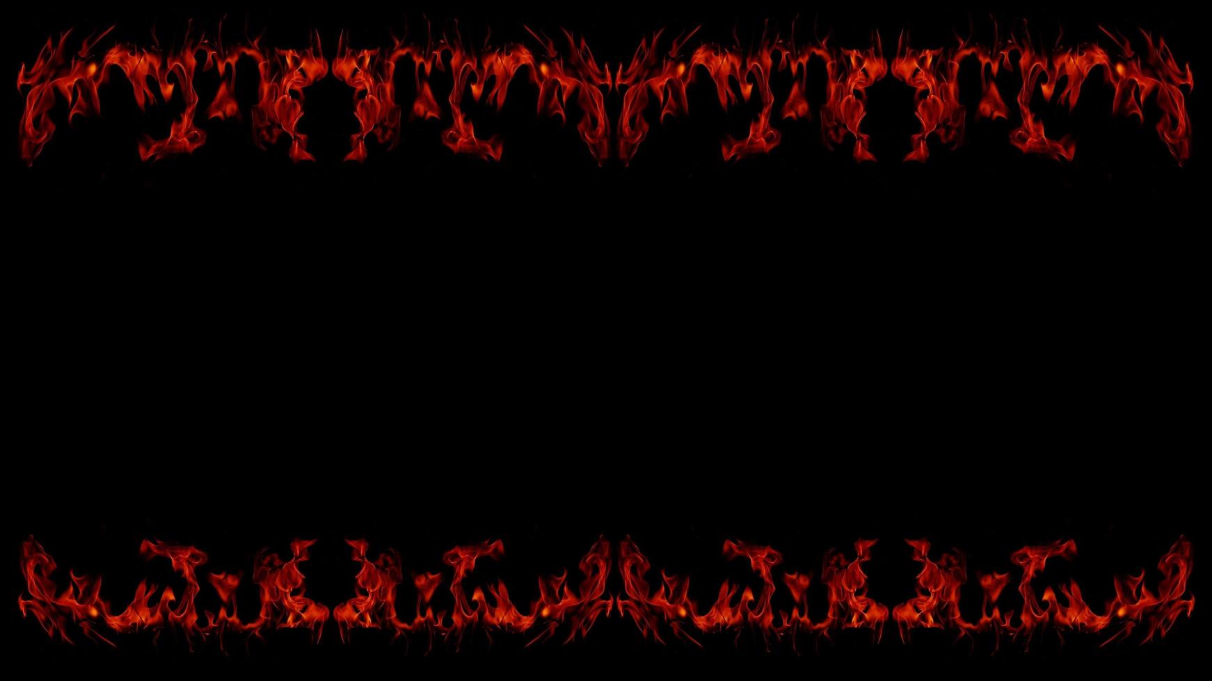 Dangerous hot inferno fire flames photo frame abstract fire squares on black background for design.