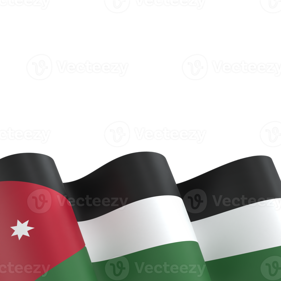 Jordan flag design national independence day banner element transparent background png