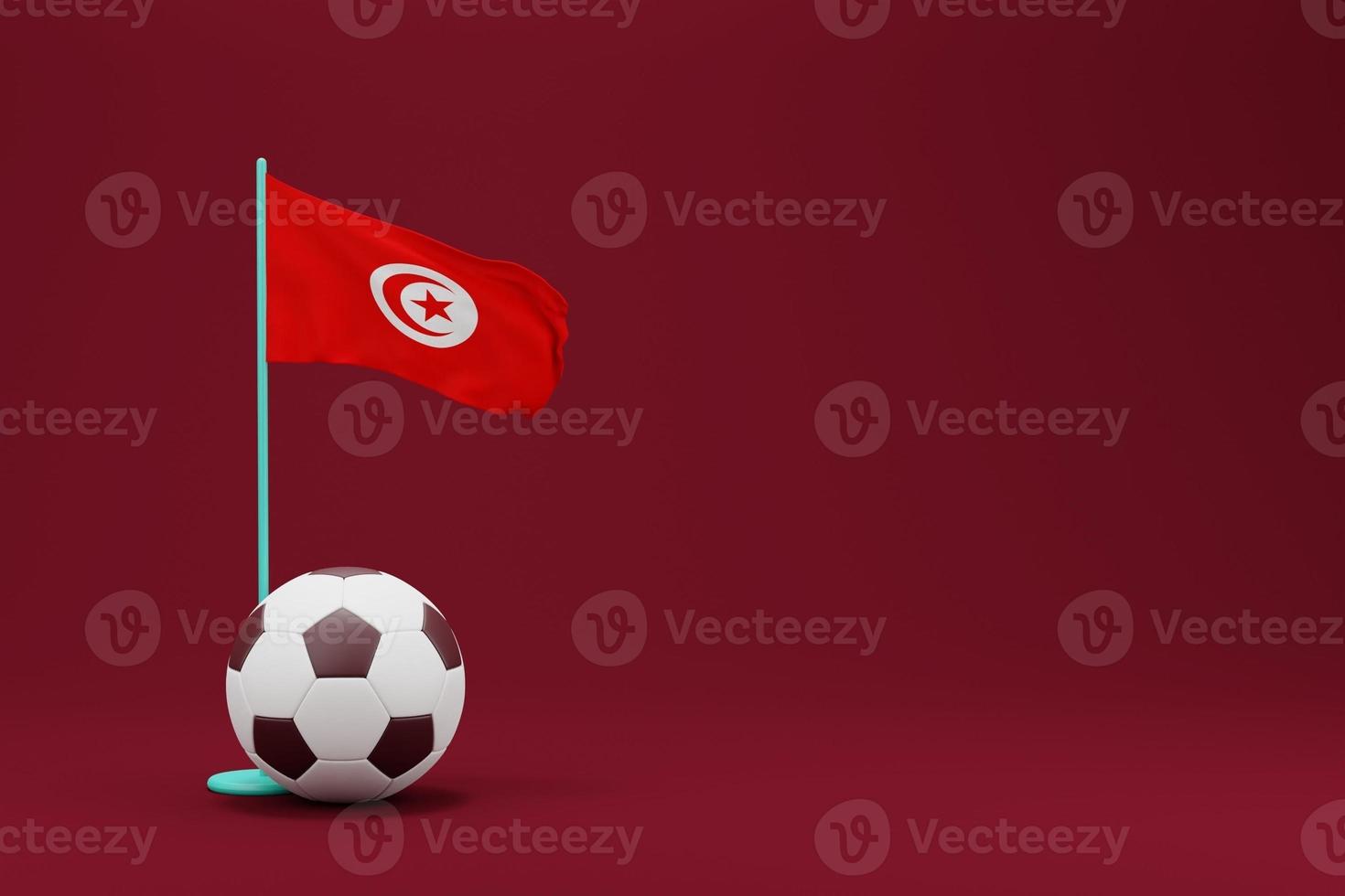 Tunisia Flag with Ball. World Football 2022 Minimal 3D Render Illustration photo