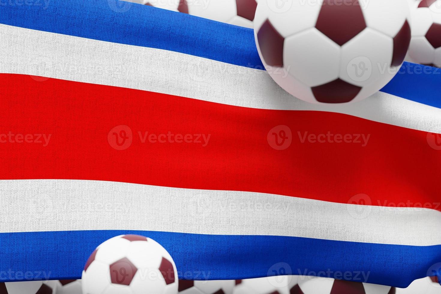 Costa Rica Flag with Ball. World Football 2022 Minimal 3D Render Illustration photo