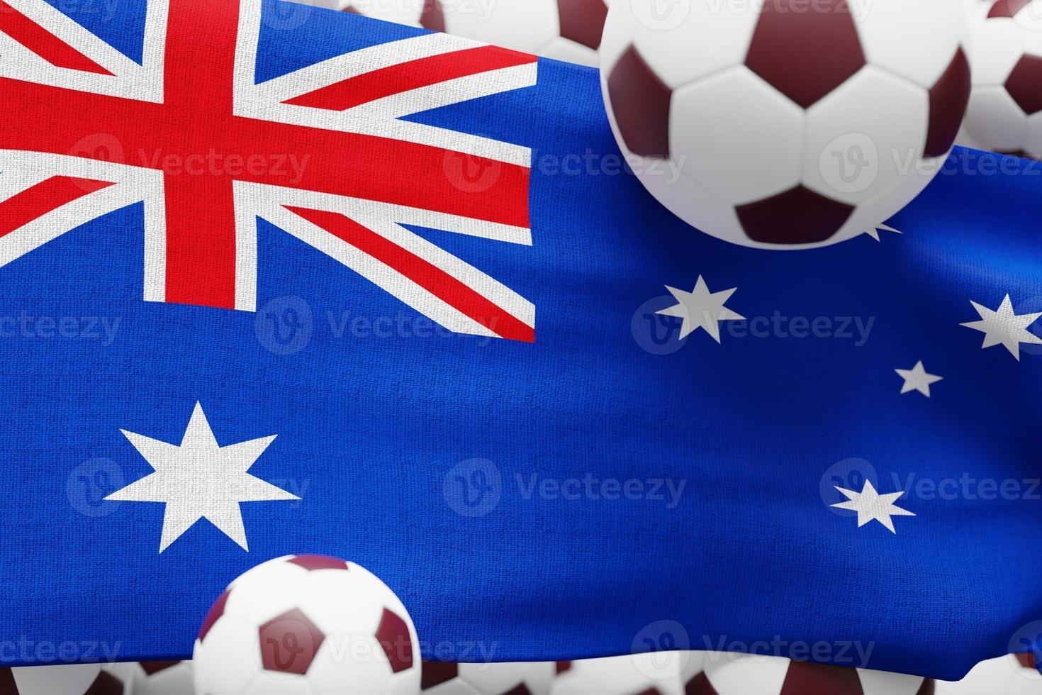 Australia Flag with Ball. World Football 2022 Minimal 3D Render Illustration photo