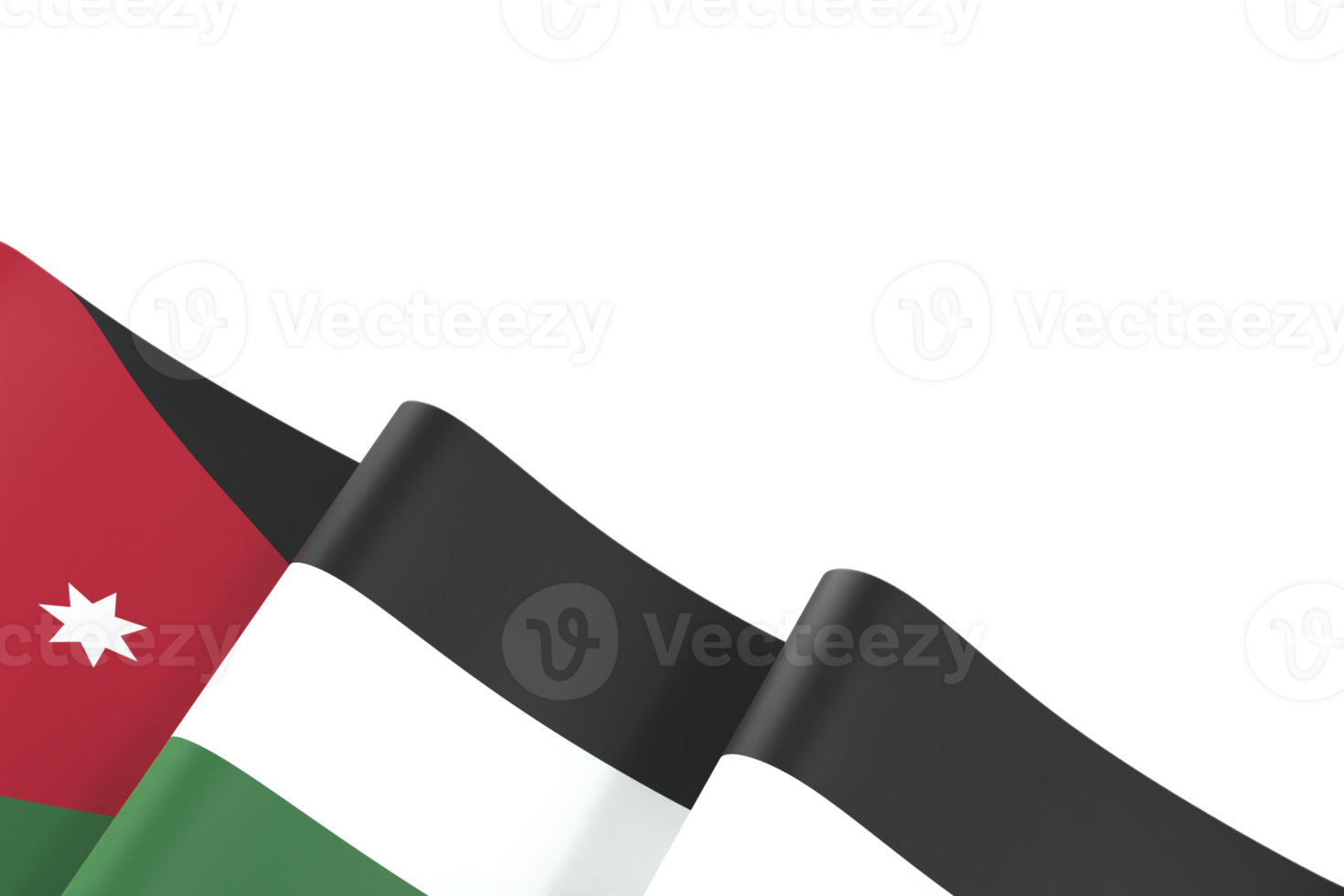 Jordan flag design national independence day banner element transparent background png
