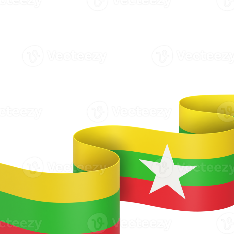 Myanmar flag design national independence day banner element transparent background png