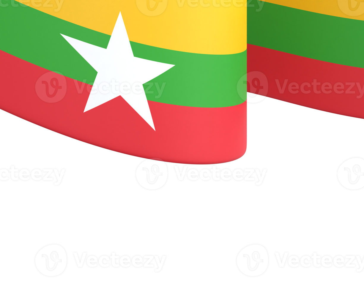 Myanmar flag design national independence day banner element transparent background png
