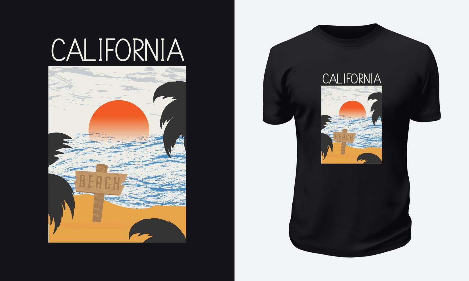 diseño de camiseta de verano y playa vector