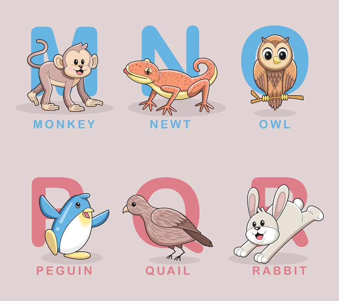 Cute animals alphabeth design vector