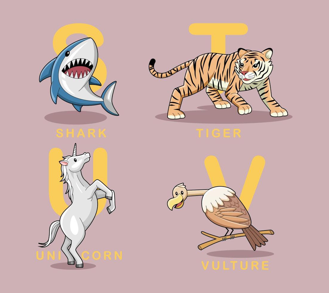 Cute animals alphabeth design vector