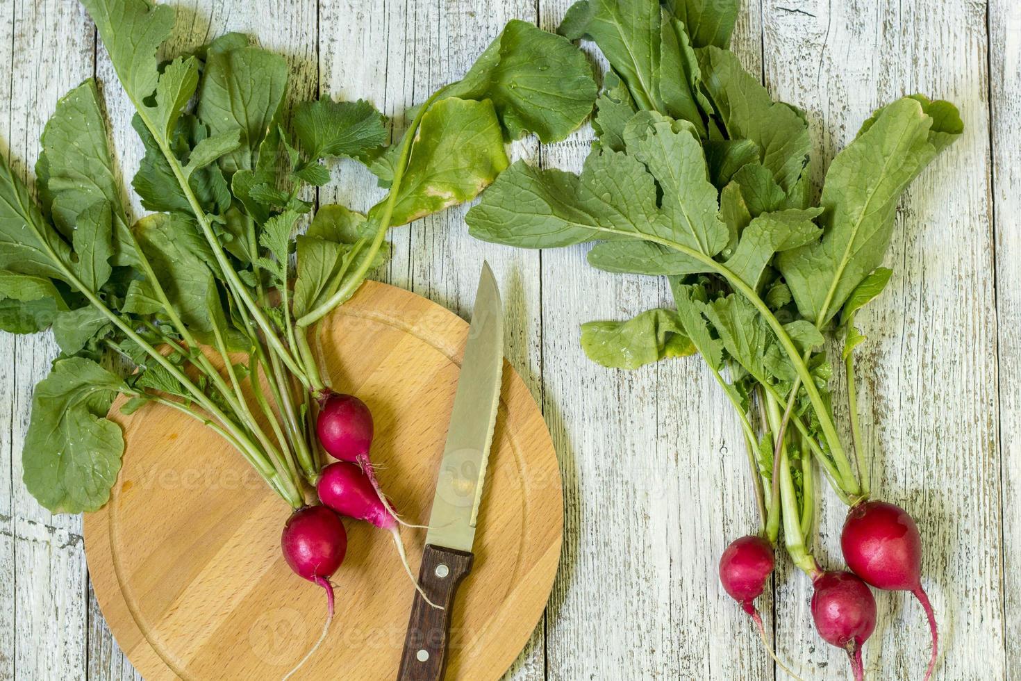 Ripe White Radish Knife Wooden Cutting Board High Quality Photo