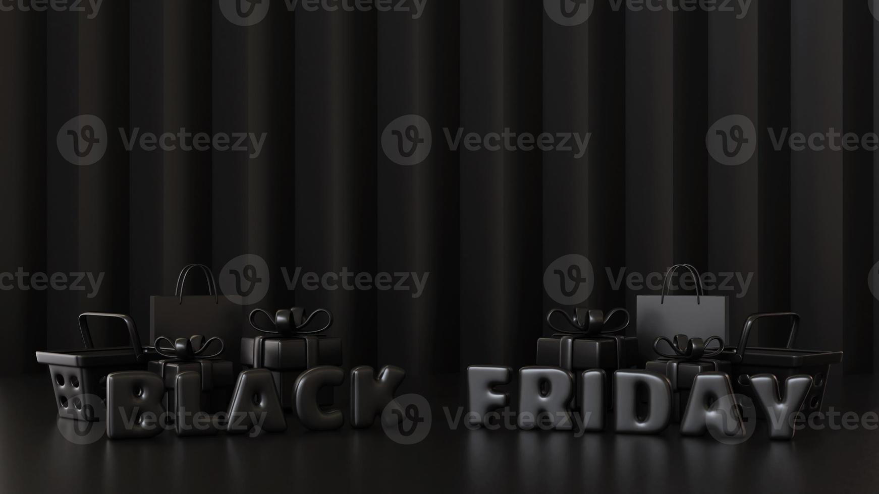 3d illustration black friday shopping background photo