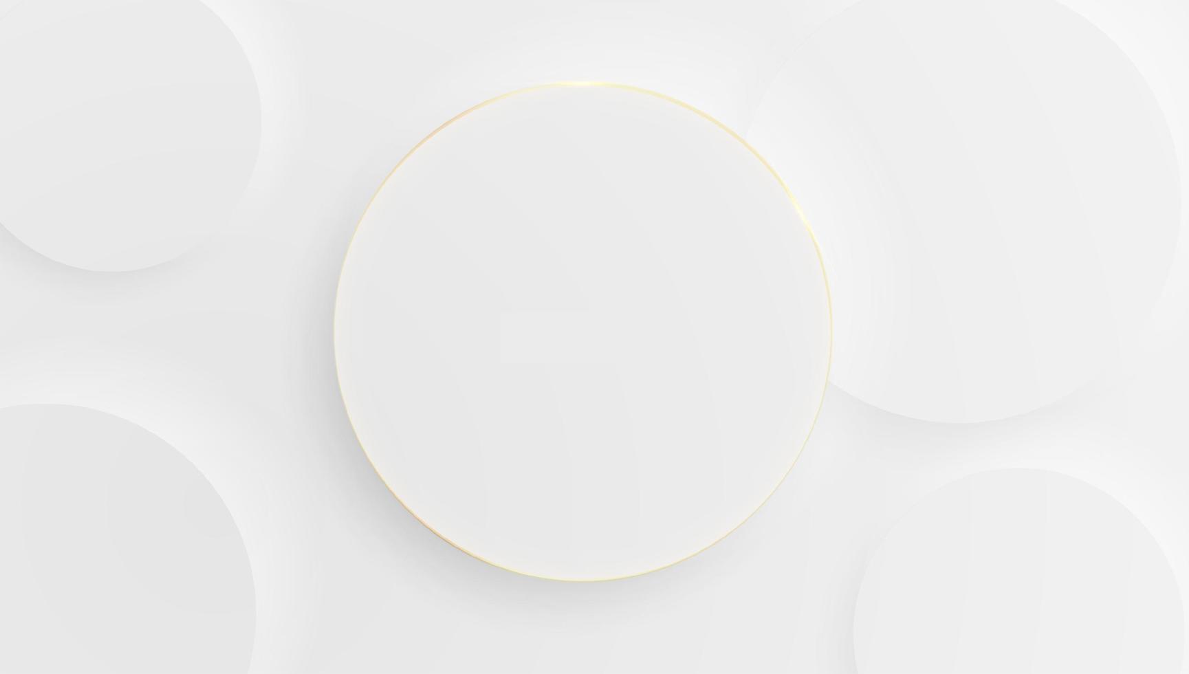 Minimalist and elegant, modern white background abstract circle shape with shadow overlay golden line effect. photo