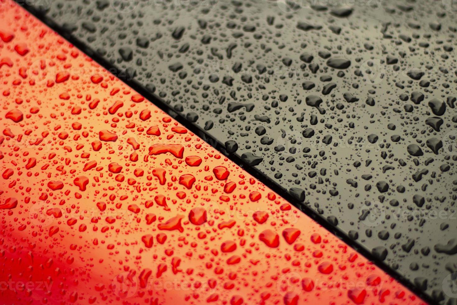 Parts of a wet car. Drops on the surface of the machine. photo