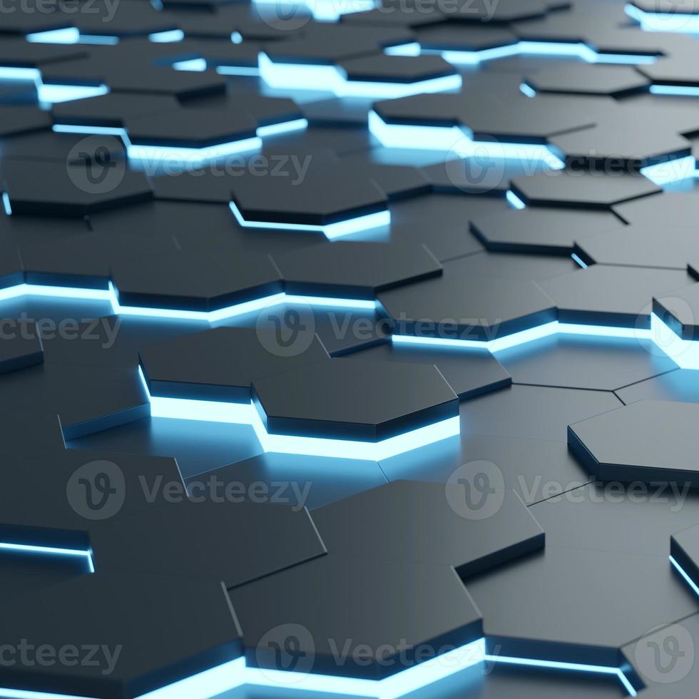 Futuristic and technological hexagonal background. 3d rendering photo