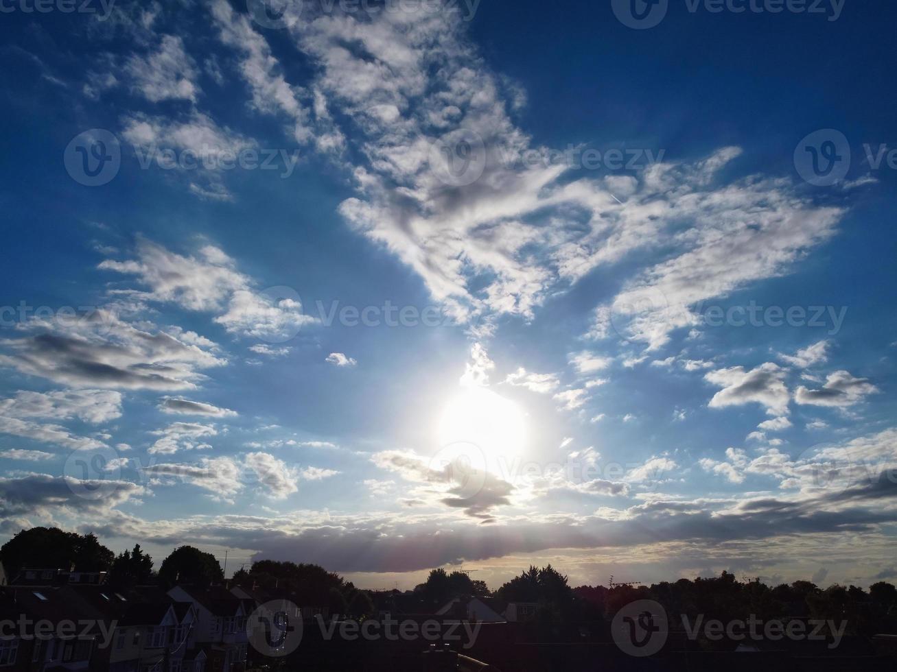 Beautiful Sun shine over England and Through the Clouds, Airplane Point of View photo