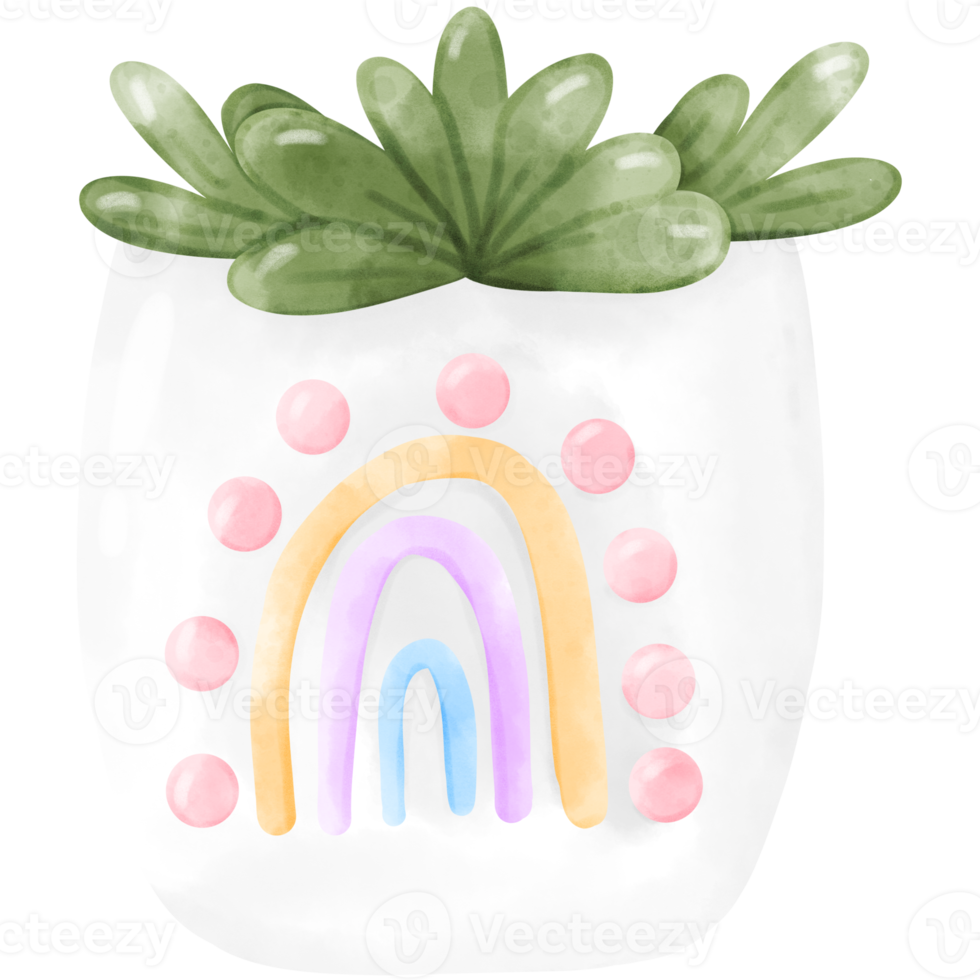 Clay plant pot watercolor png