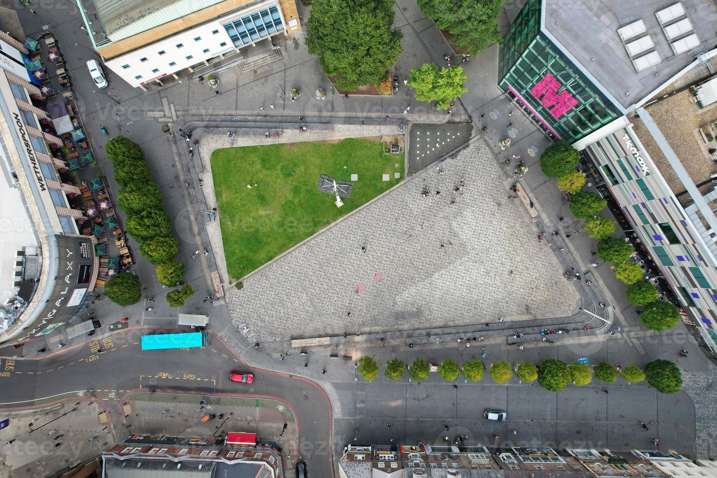 Luton City Centre and Local Buildings, High Angle Drone's View of Luton City Centre and Railway Station. Luton England Great Britain photo