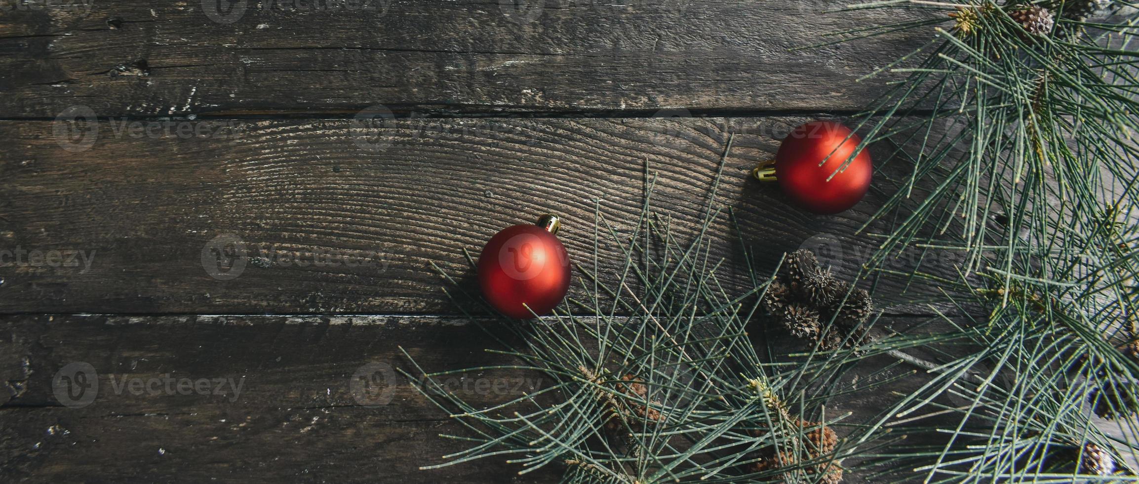 Christmas ball  on wooden decoration photo