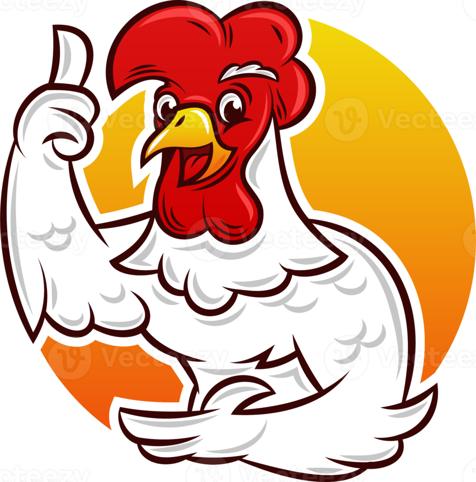 logotipo de la mascota del gallo con el pulgar hacia arriba png