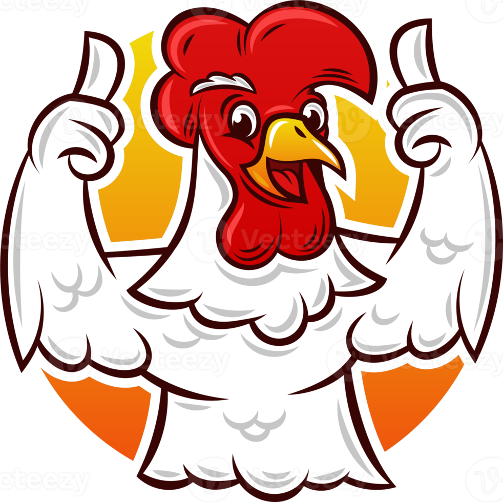 Rooster mascot characters logo with thumb up png