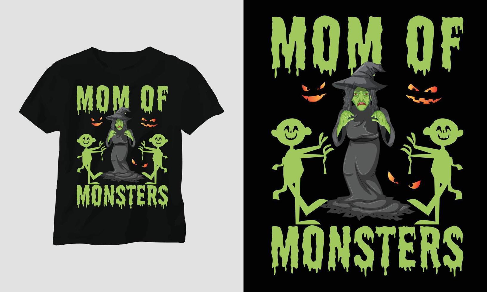 mom of monsters - Halloween Special T-shirt vector