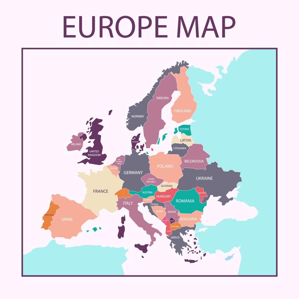 vector de mapa plano de europa