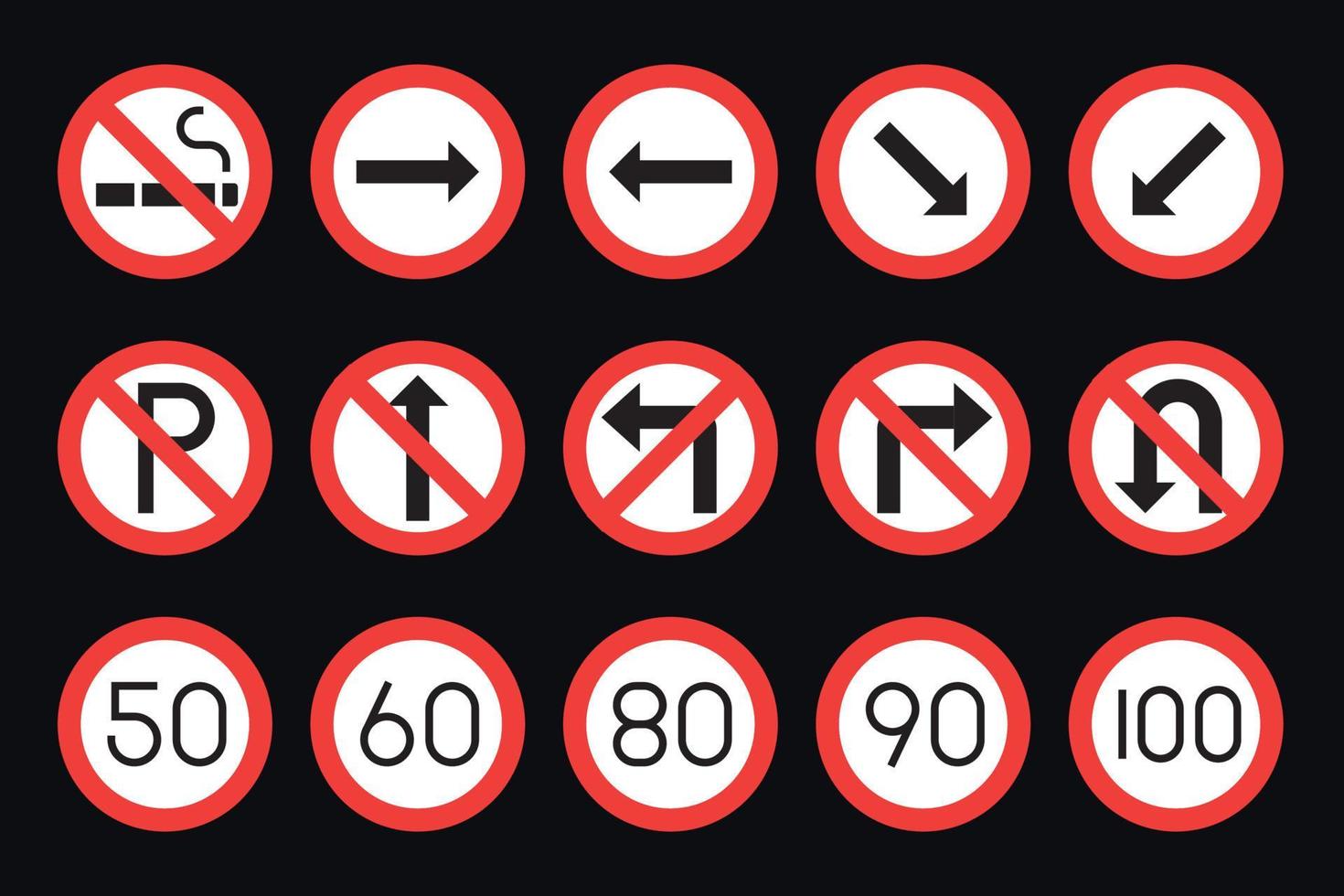Set Of Traffic signs Icons Vector Illustration In Flat design