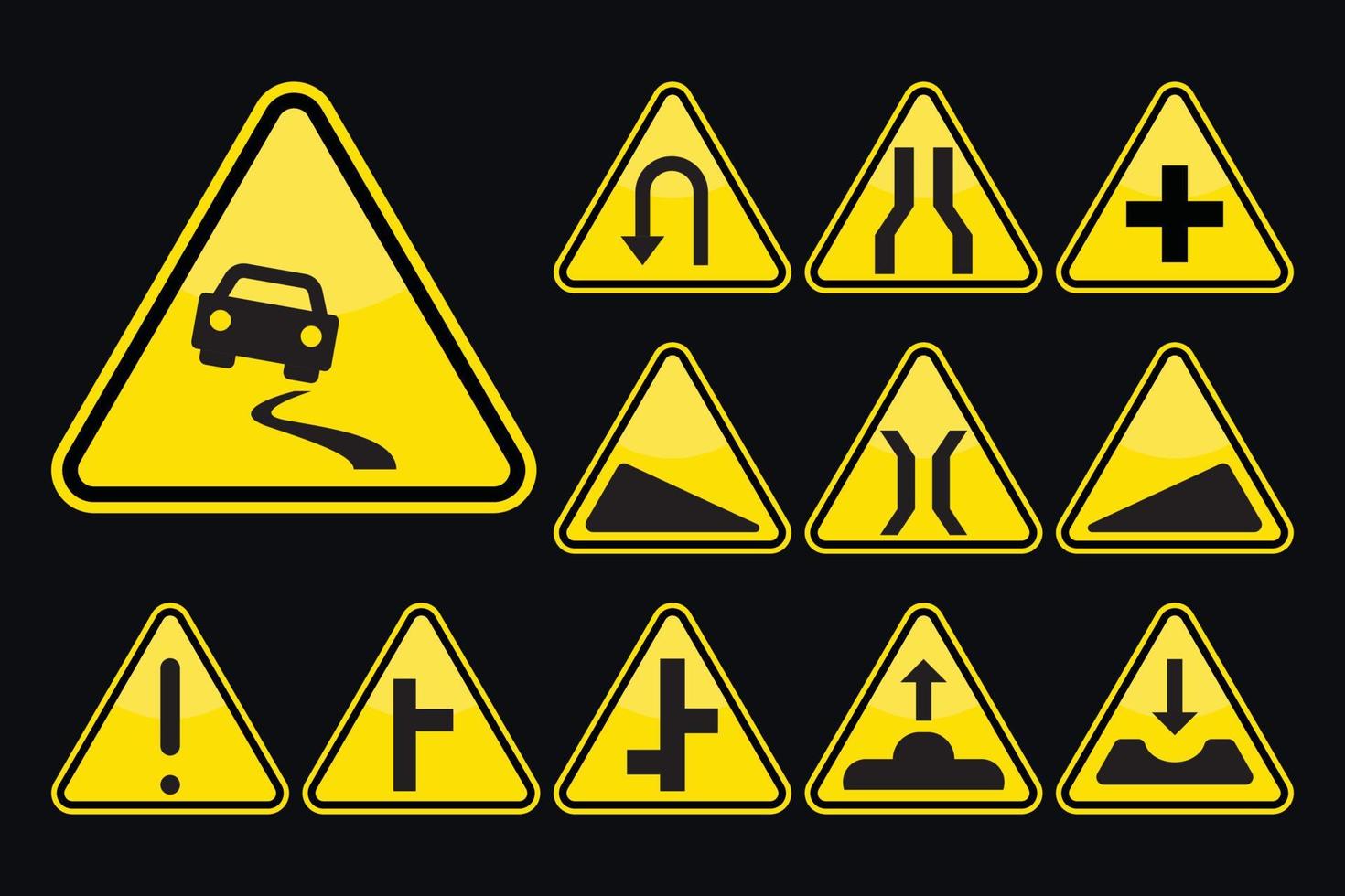 conjunto de iconos de señales de tráfico ilustración vectorial en diseño plano vector