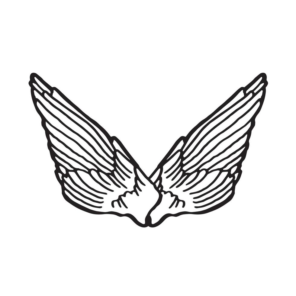 bosquejo alas par dibujado a mano ángel vector