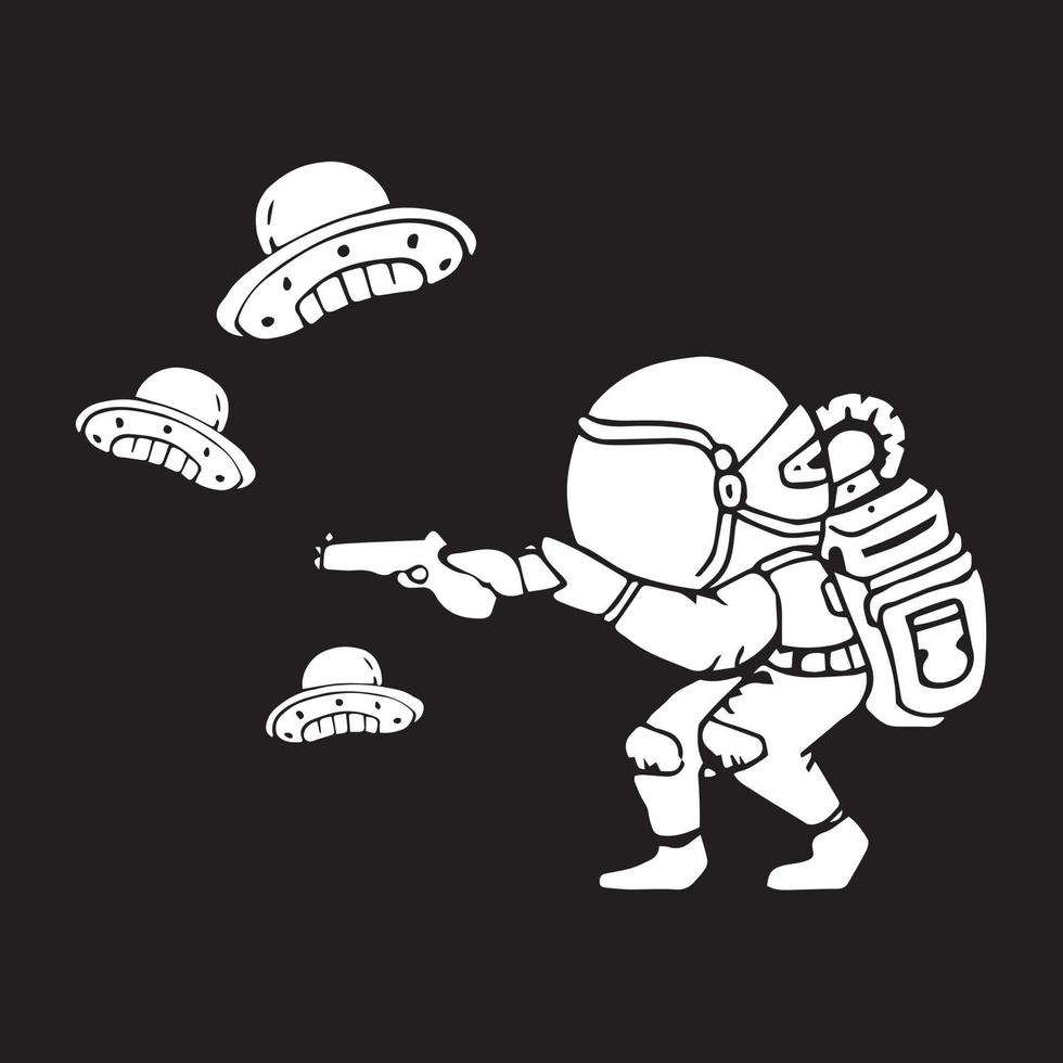 astronaut drawing in space vector for coloring book