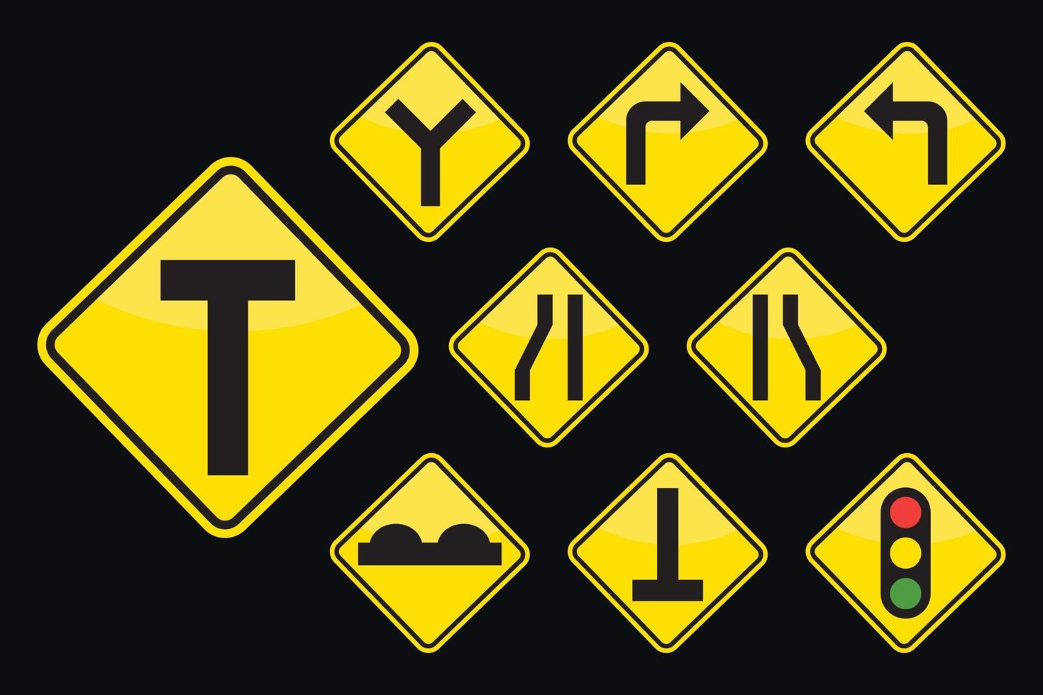 Set Of Road Sign Icons Vector Illustration In Flat design