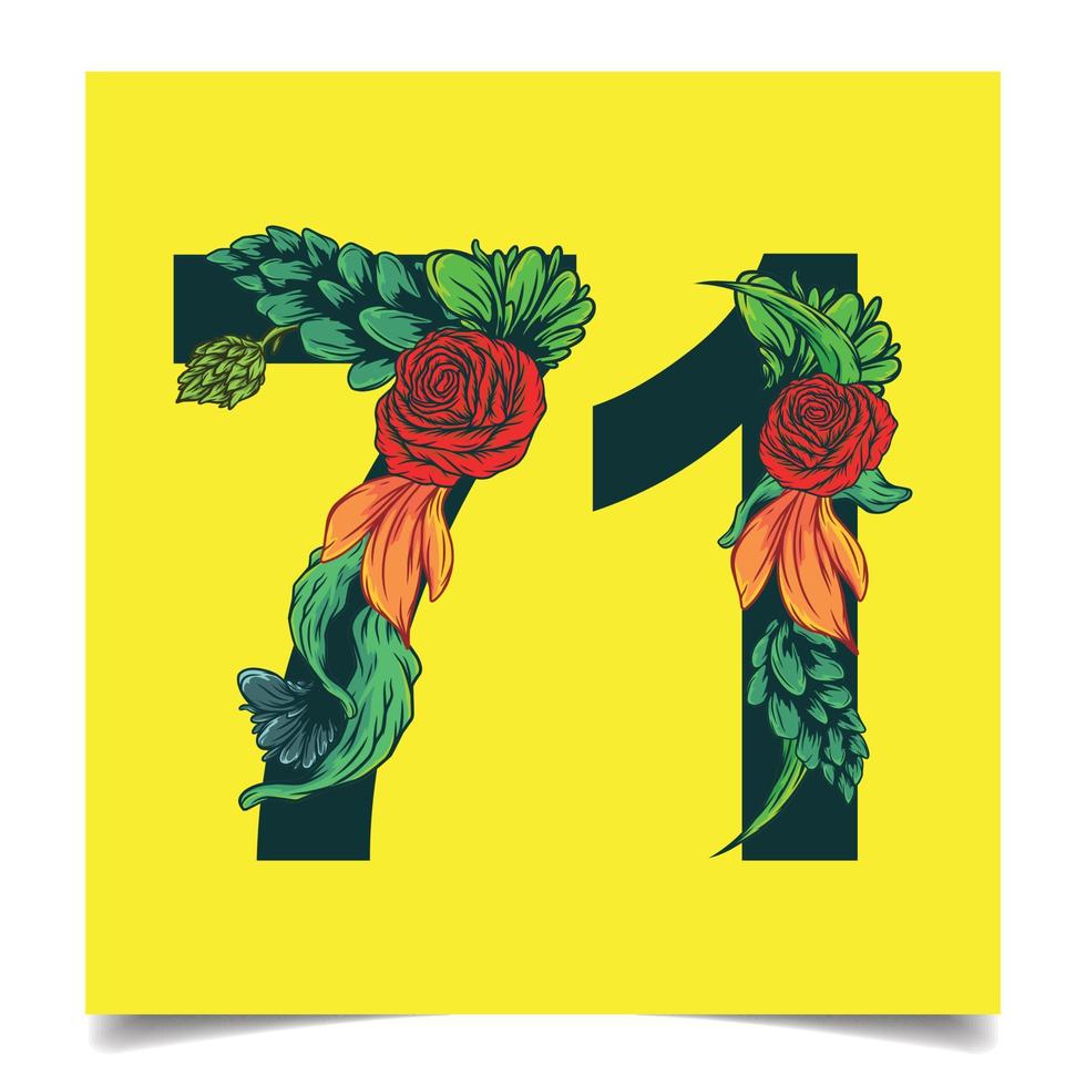 números 71 vector colorido flor