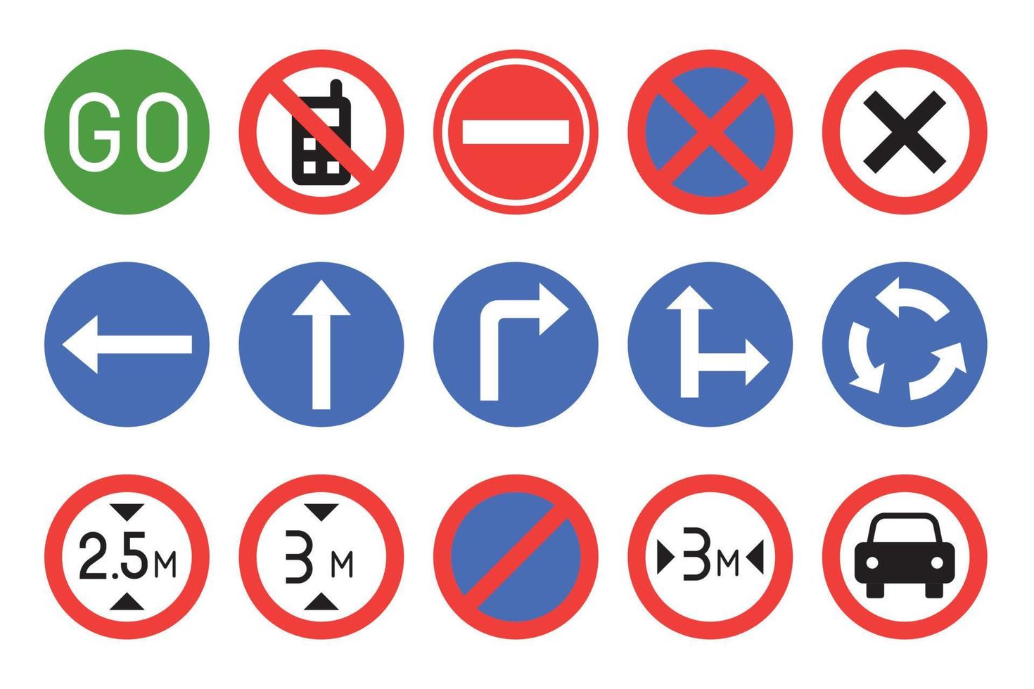 Set Of Road Sign Icons Vector Illustration In Flat design