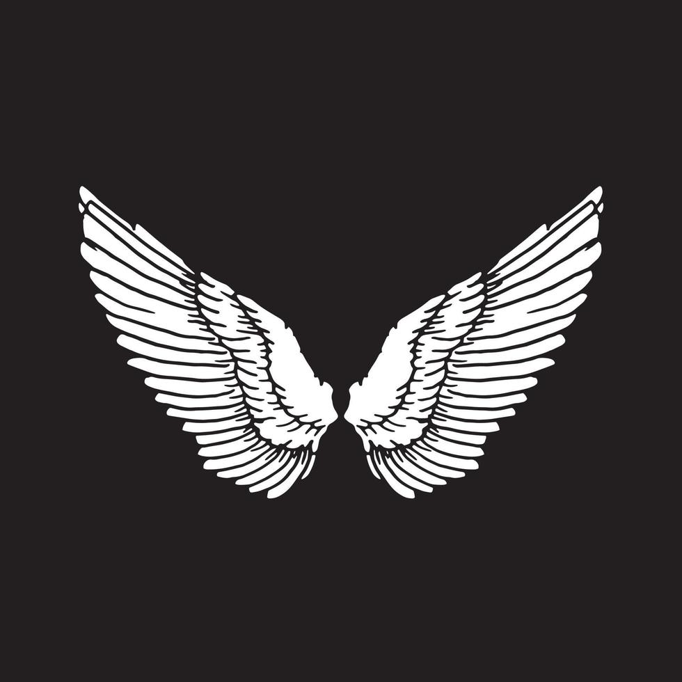 Sketch Wings Pair Hand Drawn Angel Vector