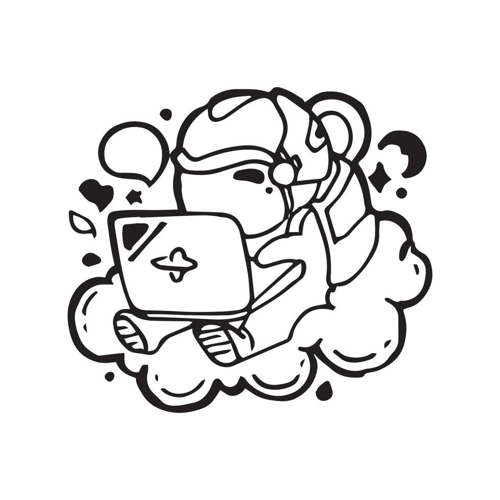 astronaut drawing in space vector for coloring book