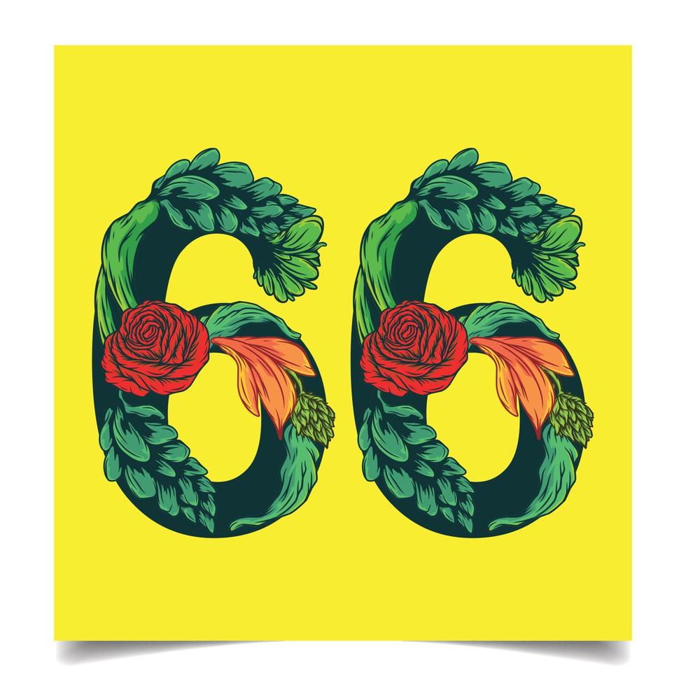 numbers 66 vector colorful flower