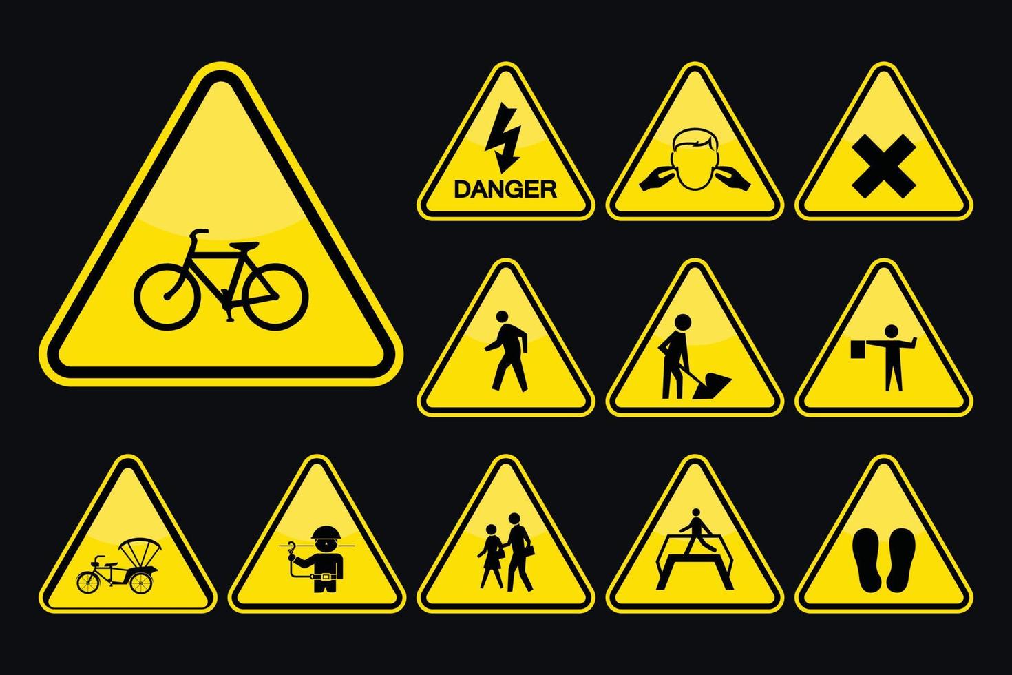 Set Of Road Sign Icons Vector Illustration In Flat design