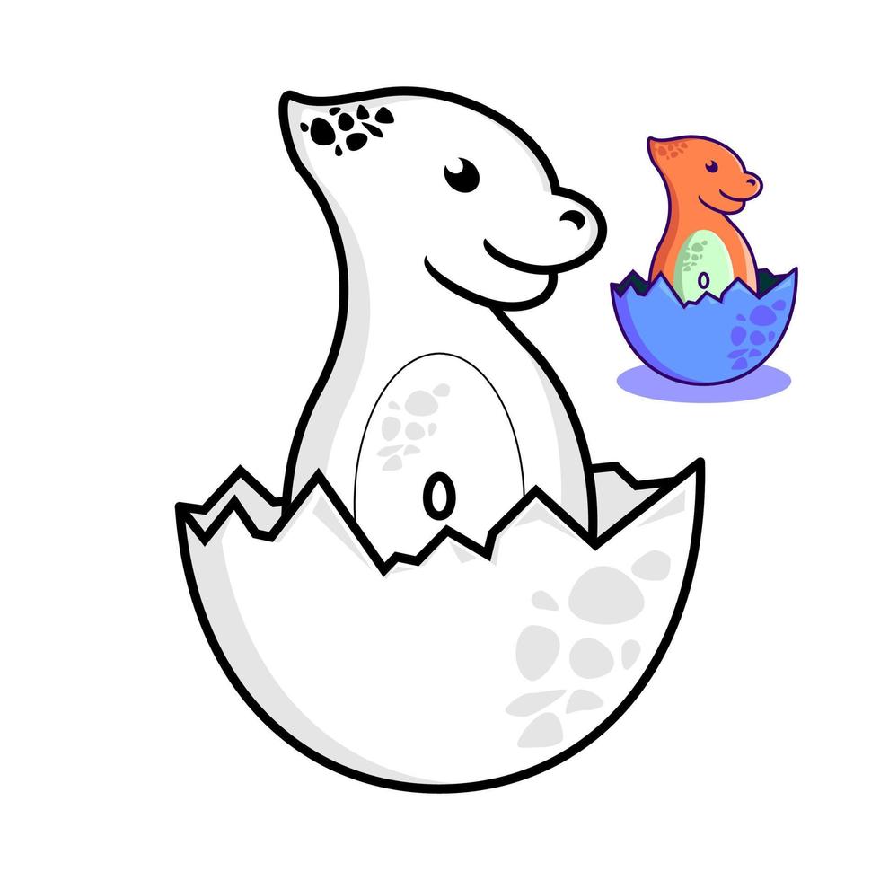 dino cute drawing sketch for coloring book Vector