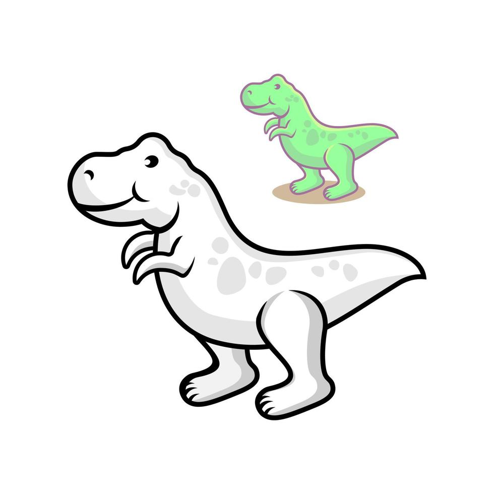 dino cute drawing sketch for coloring book Vector