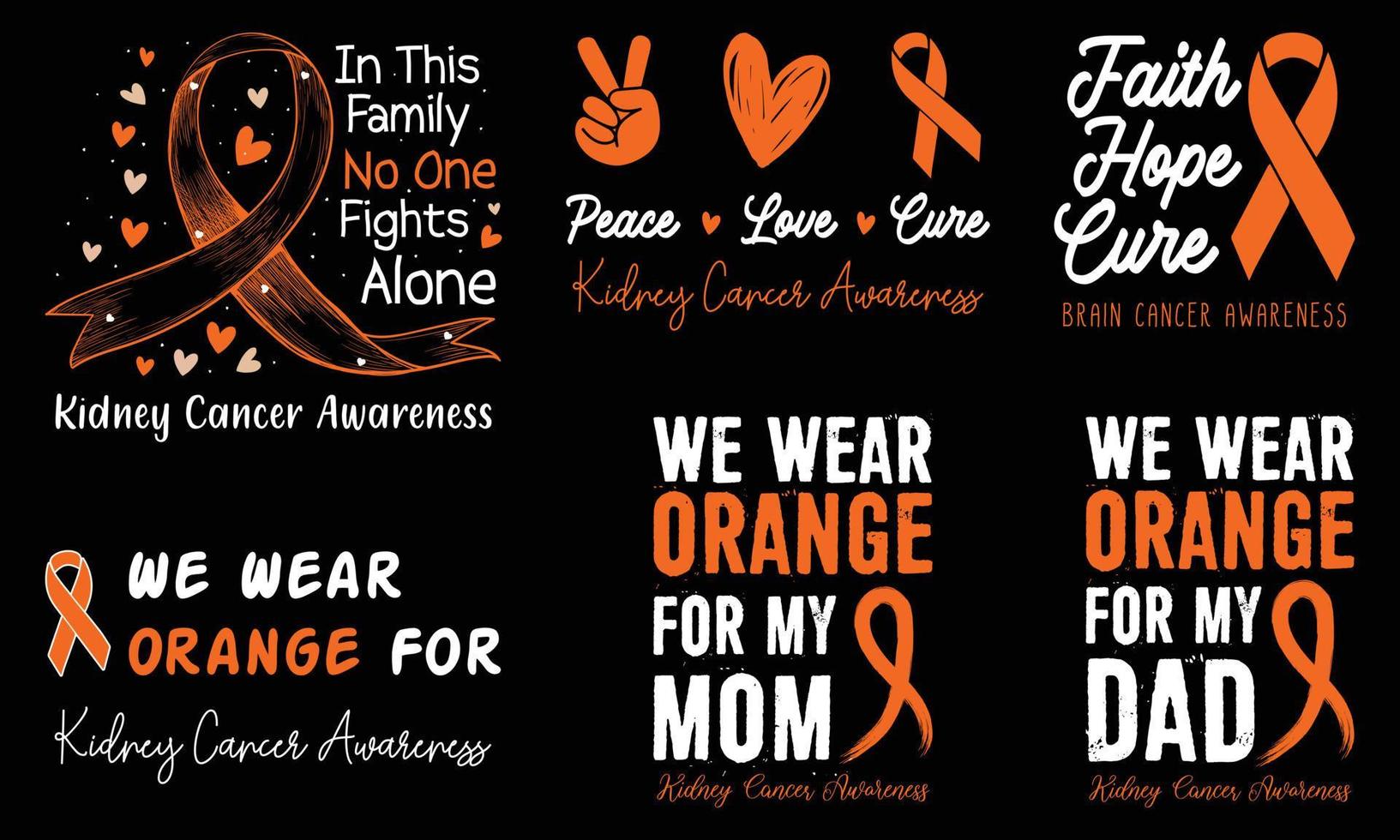 Kidney Cancer Awareness Lettering T-shirt Design With Orange Ribbon Best for Print Design Like T-shirt, Mug, Frame and Other vector