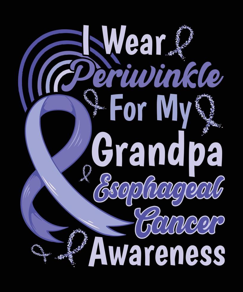 Esophageal Cancer Awareness Lettering T-shirt Design With Periwinkle Ribbon Best for Print Design Like T-shirt, Mug, Frame and Other vector