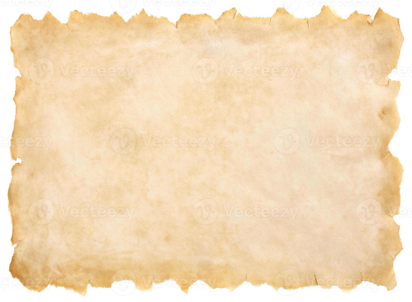 old parchment paper sheet vintage aged or texture isolated on white background photo