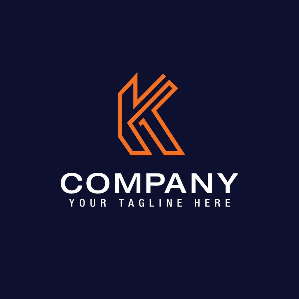 initial Letter K logo Line design template elements vector
