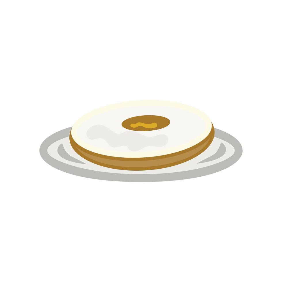 un donuts en un plato con una ilustración de vector de fondo