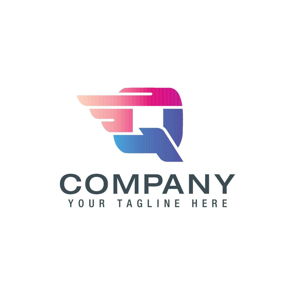 Initial Q Letter Logo With wings Creative Modern Business Typography Vector Template