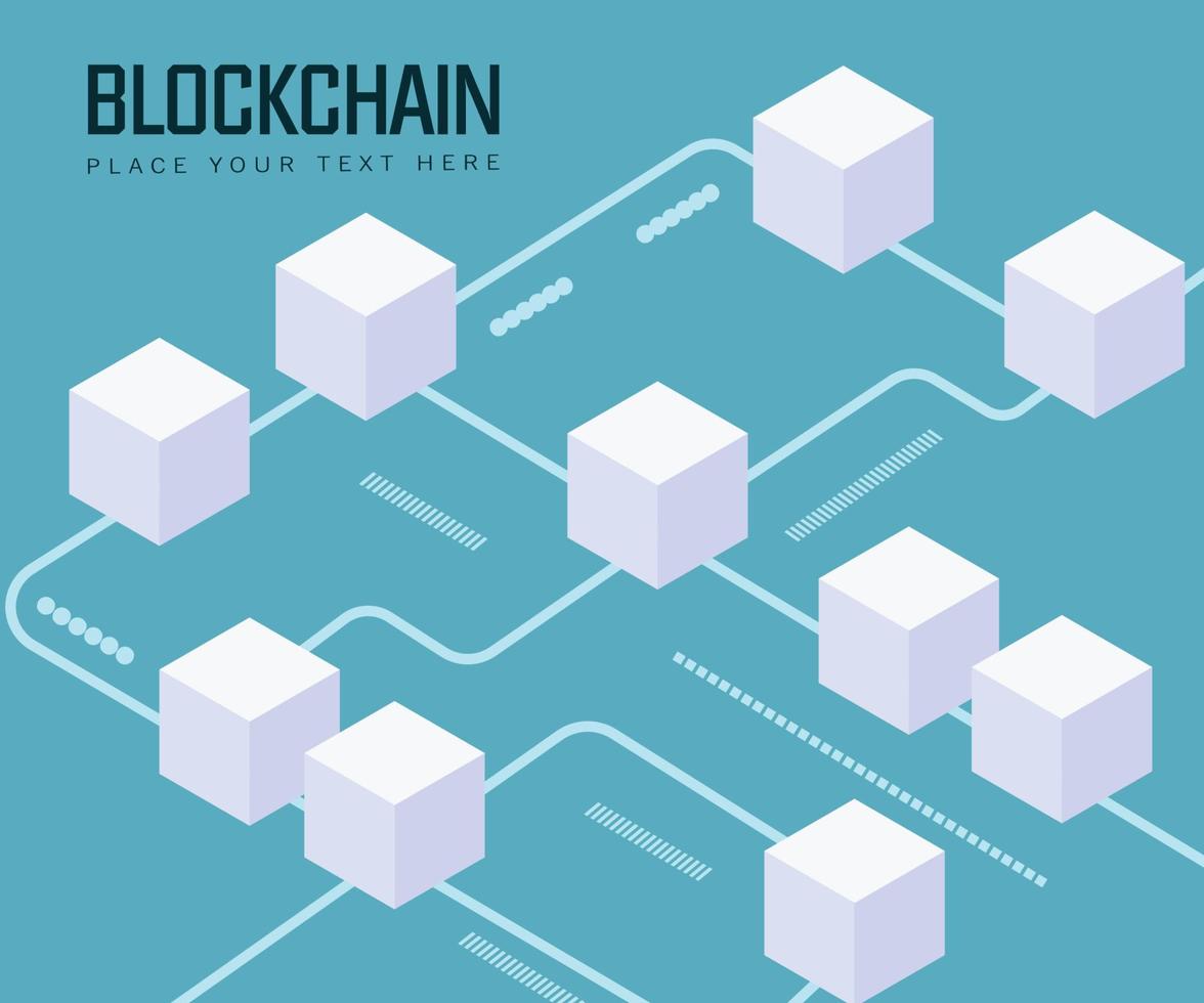 Abstract blockchain technology concept .Isometric digital blocks connection of data depicting a cryptocurrency blockchain. vector