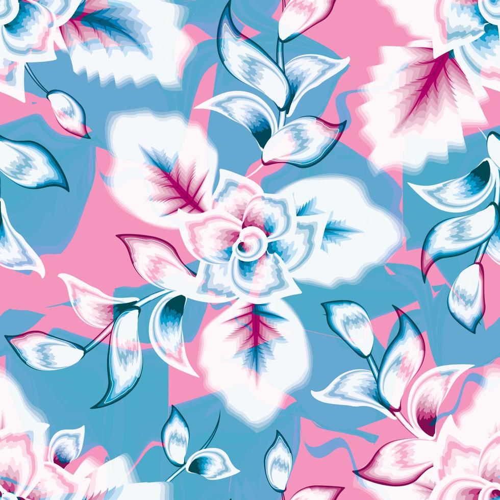 hermosa flor abstracta fondo vector decorativo patrón tropical transparente. colorido floral con estilo. fondo floral. trópicos exóticos. diseño de verano. textura de estampados de moda. natural