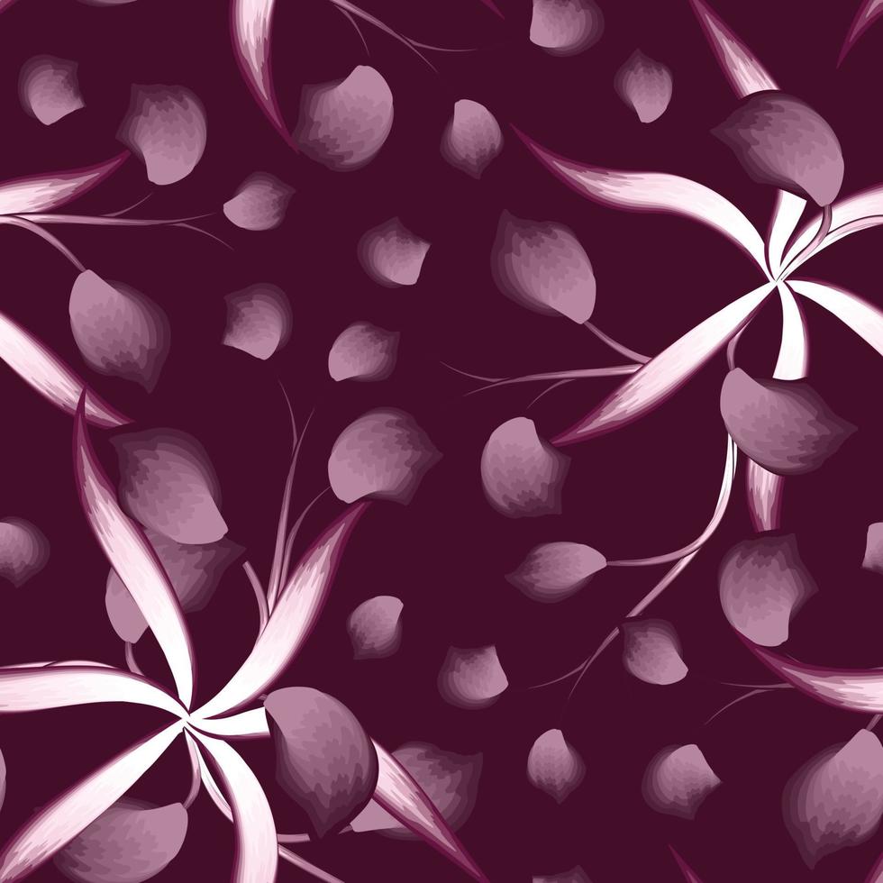 fondo transparente de la naturaleza con hojas de plantas tropicales granate monocromáticas vintage y follaje de plantas de flores sobre un fondo delicado. diseño vectorial impresión de la selva. fondo floral. otoño. primavera. vector