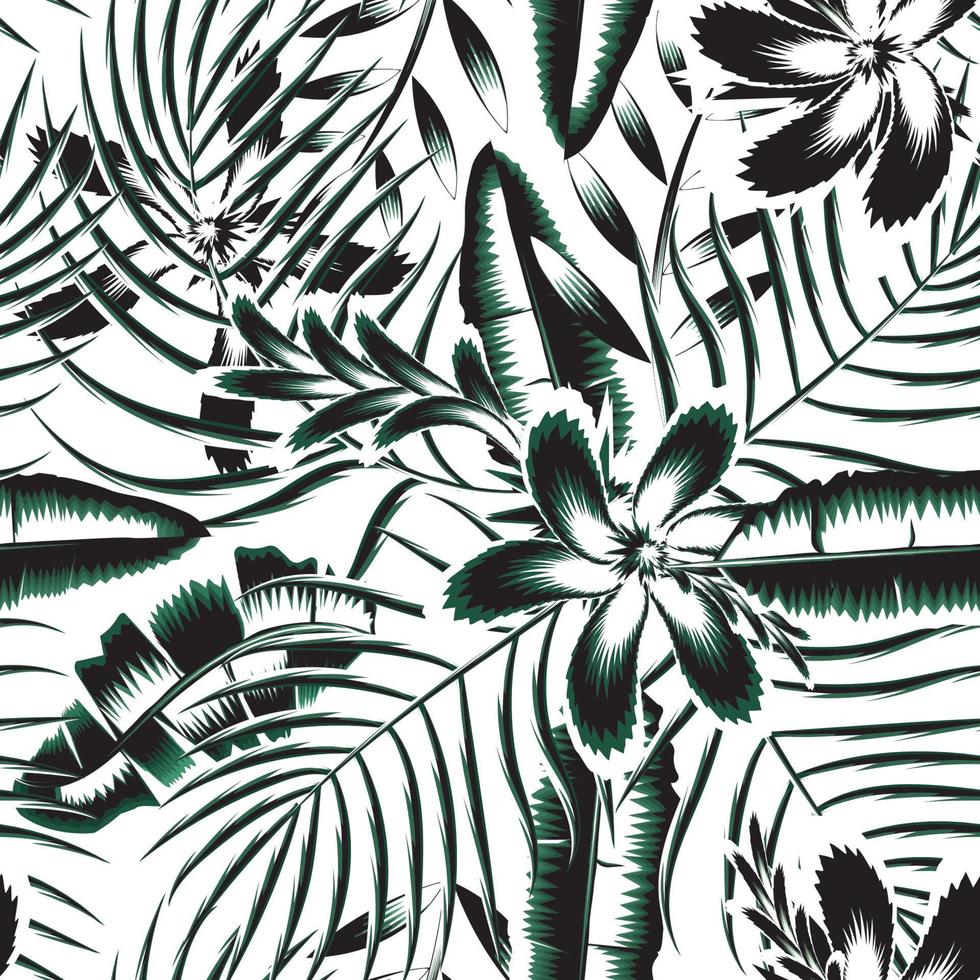 dark abstract monochromatic nature floral background. Seamless pattern with hand drawn flowers plants and foliage. Contour drawing. Sketch style. Fashion design for textile and fabric, any surface vector