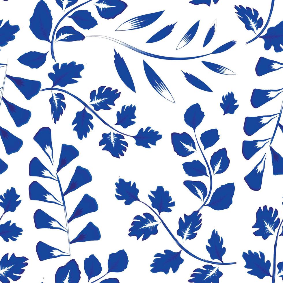 patrón abstracto sin costuras con hojas tropicales azules y follaje de plantas sobre fondo claro. diseño vectorial impresión de la selva. fondo floral. imprenta y textil. trópico exótico. naturaleza. primavera. otoño vector