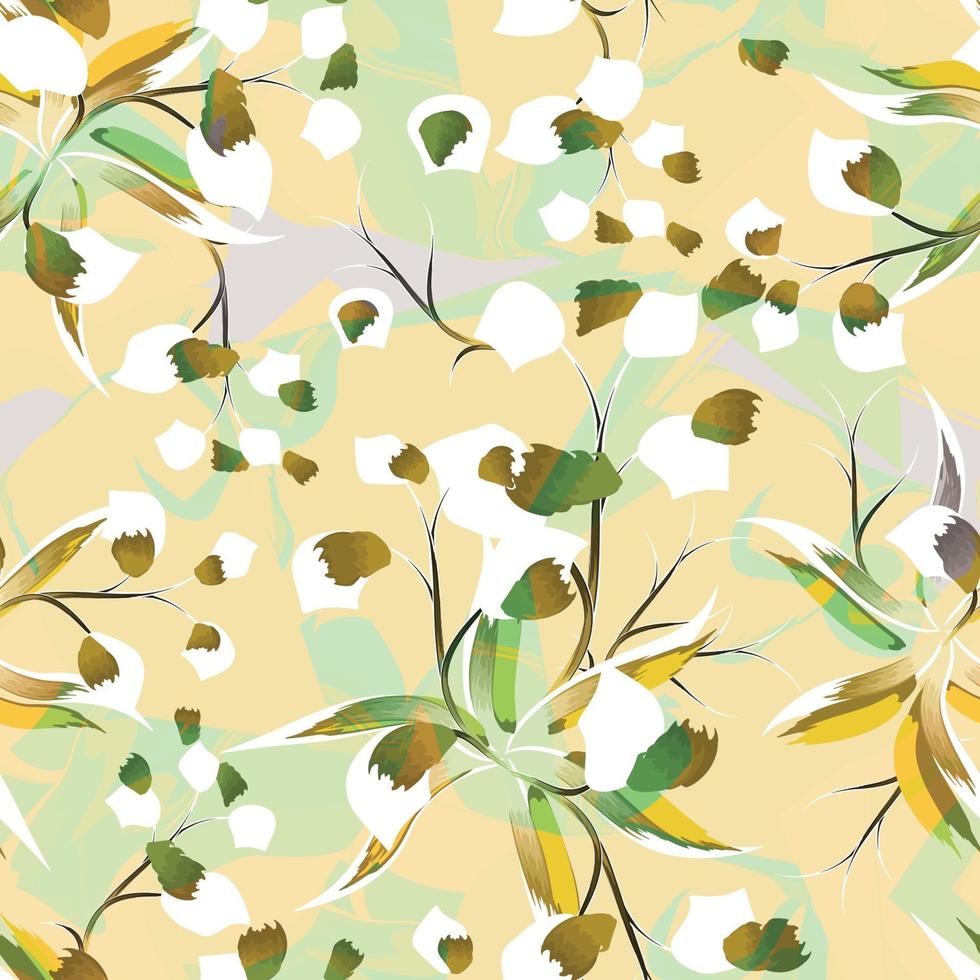 hermosa flor abstracta fondo vector decorativo patrón tropical sin costuras de moda. colorido floral con estilo. fondo floral. trópicos exóticos. diseño de verano. papel pintado de la naturaleza. amarillo